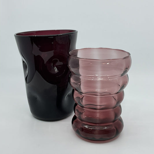 Two Purple Glass Vases